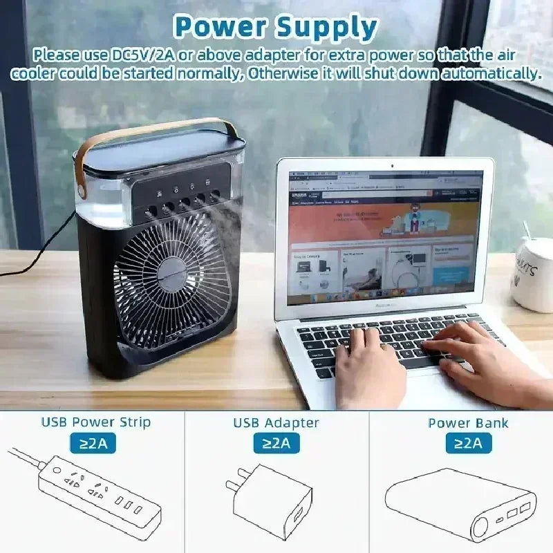 Freshora™ Mini Air Cooler 3-en-1 Portable avec LED