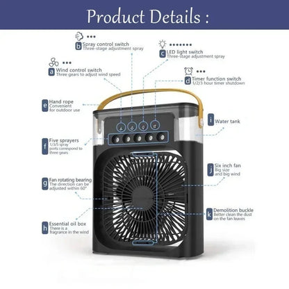 Freshora™ Mini Air Cooler 3-en-1 Portable avec LED